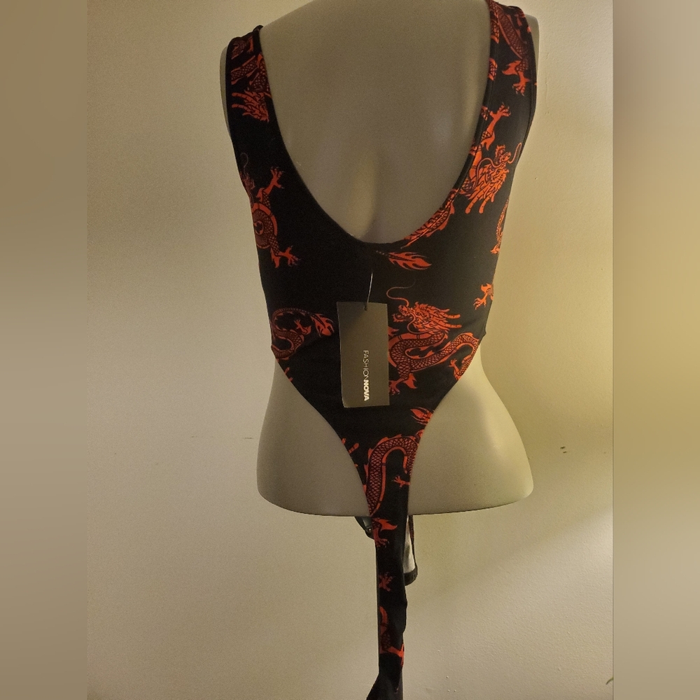 NWT Dragon Print High Waist Bodysuit Size Medium - Picture 6 of 7